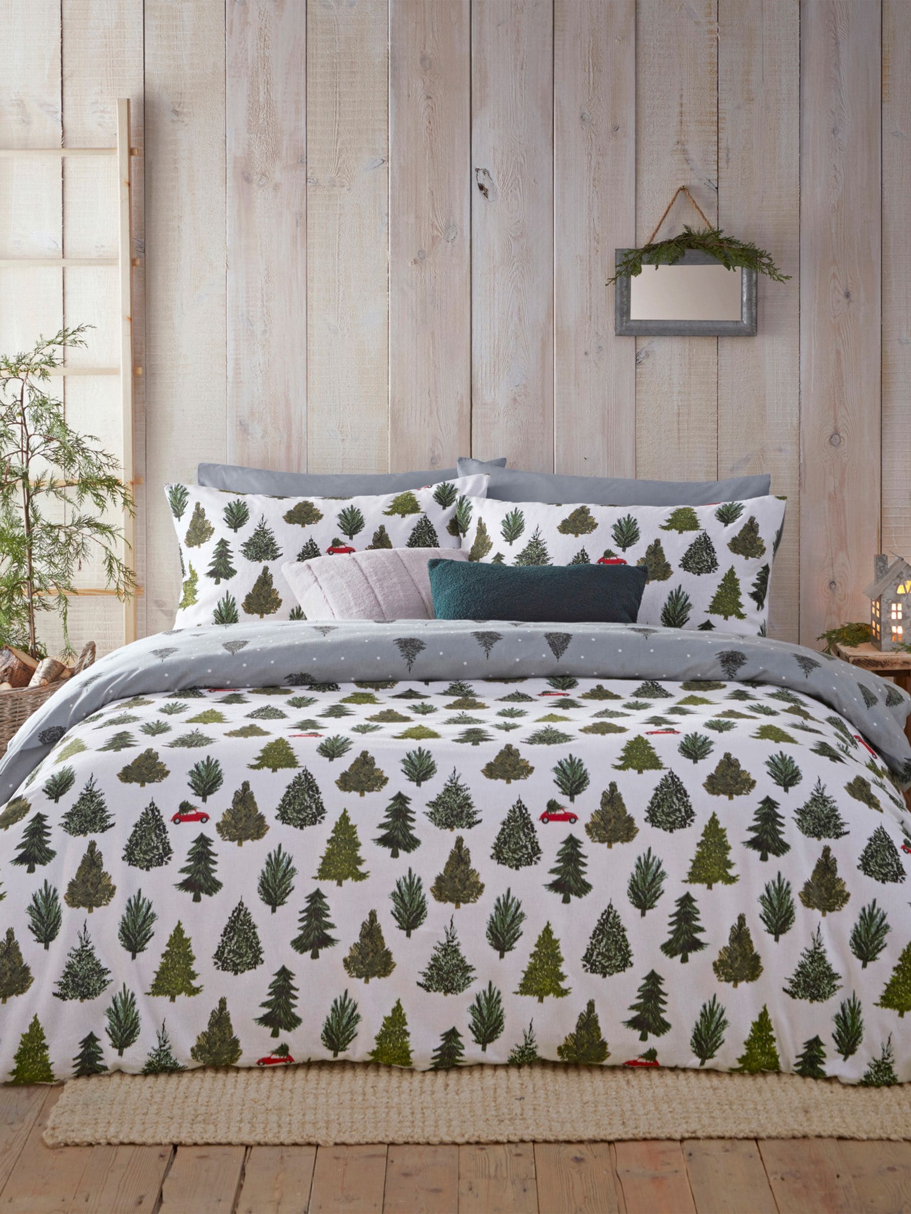 Furn Evergreen reversible brushed cotton duvet cover set - British product