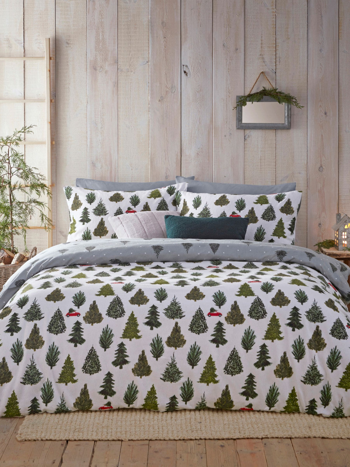Furn Evergreen reversible brushed cotton duvet cover set - British product