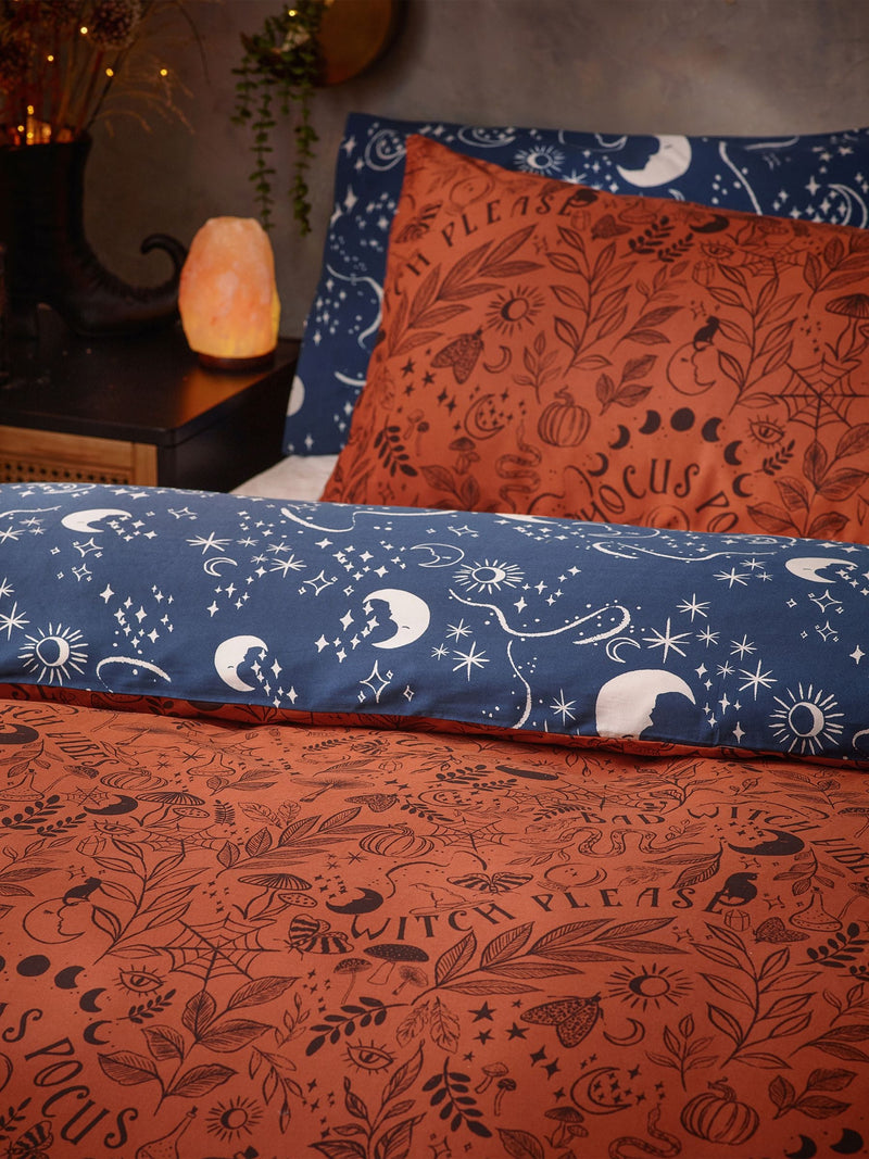 Furn Orange Witchy Vibes reversible duvet cover and pillowcase set - British product