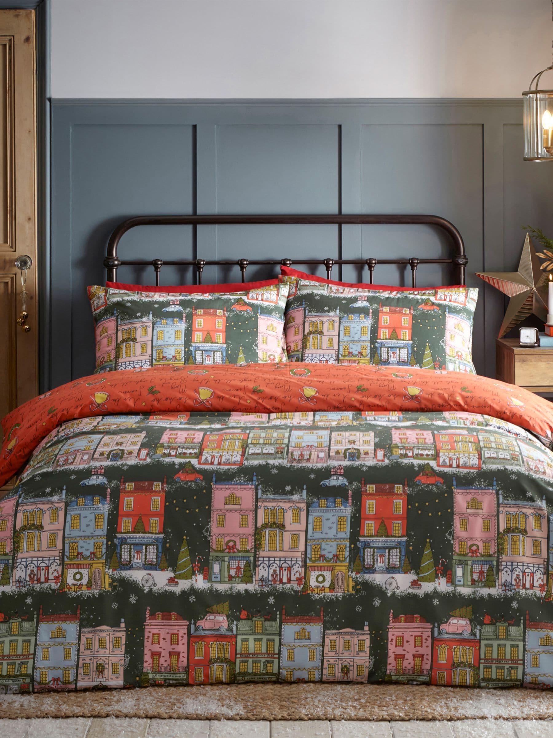Furn Green Christmas duvet cover set - British product