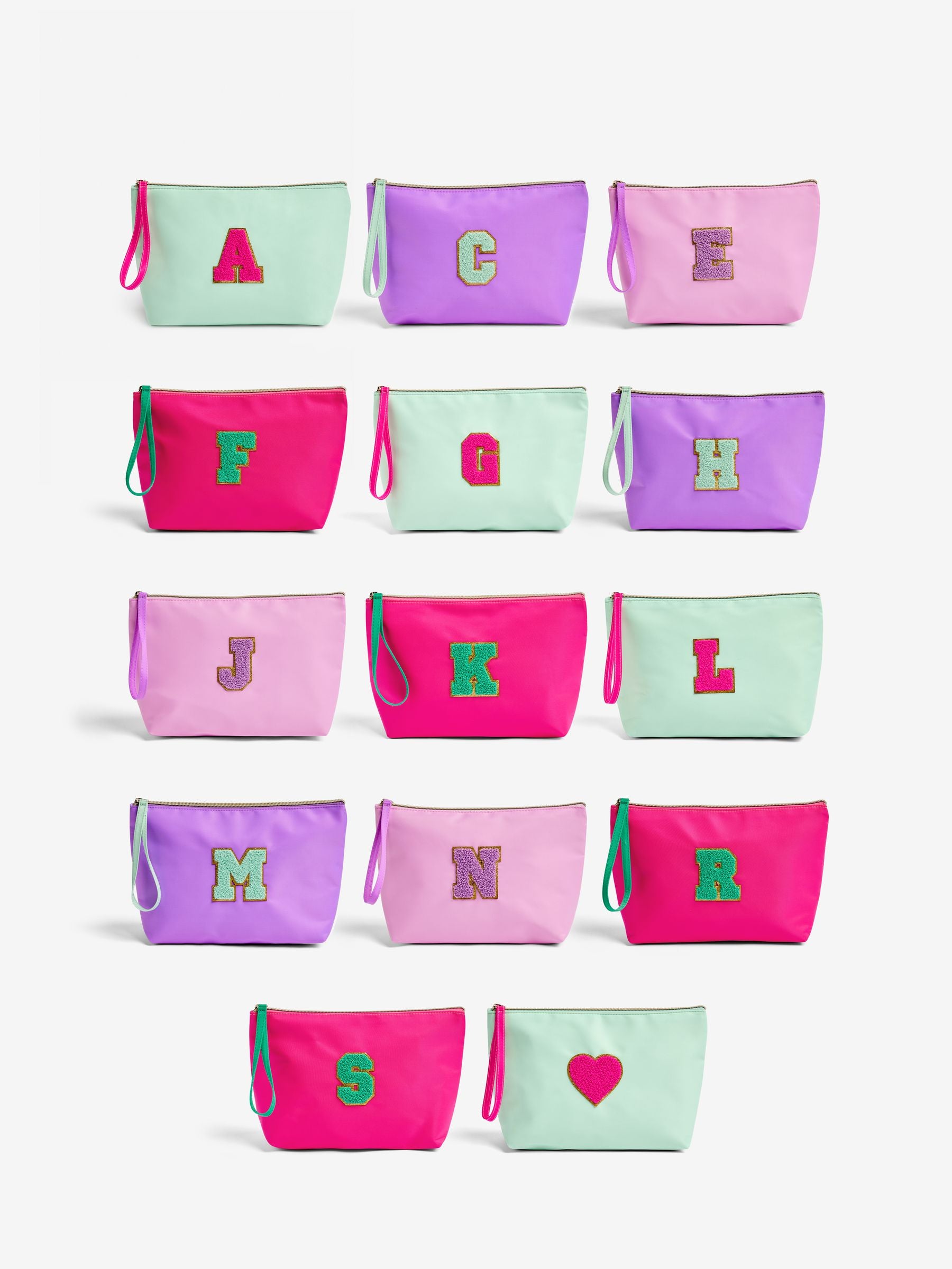 Alphabet monogram letter patch makeup bag - British product