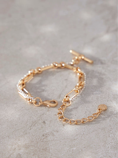 Double Strand Mixed Metal Bracelet with Extender 16cm