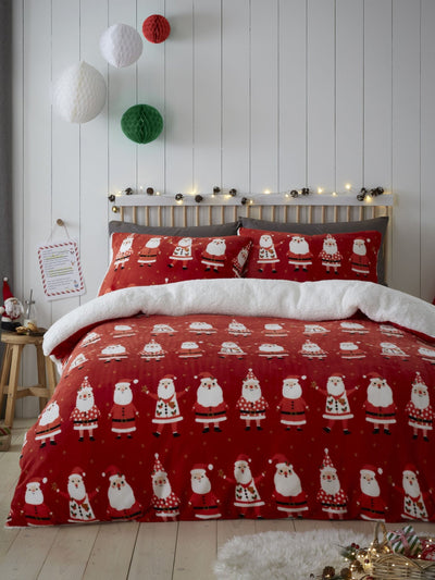 Next Bedlam Red Jolly Santa Plush Fleece Christmas Duvet Cover Set- Buy online at McGrocer