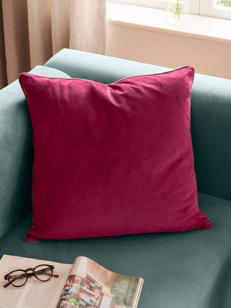 Furn Cranberry/Mocha Meridian Velvet 55 x 55cm Cushion Cover