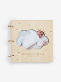 Natural wooden baby record book with cloud design, UK version
