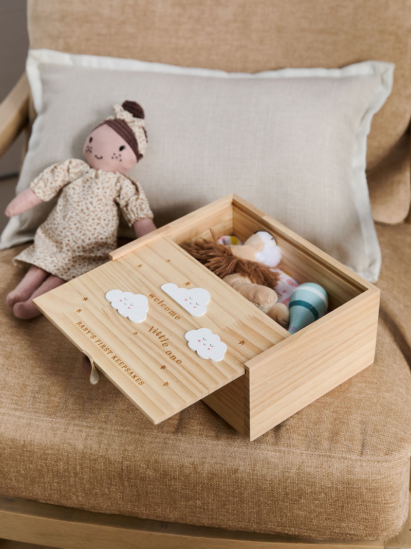 Baby Cloud wooden keepsake box, imported from the UK