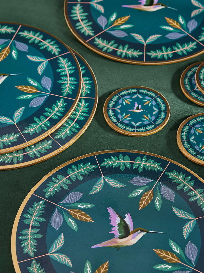 Navy Hummingbird Placemats and Coasters Set of 4 (British brand)