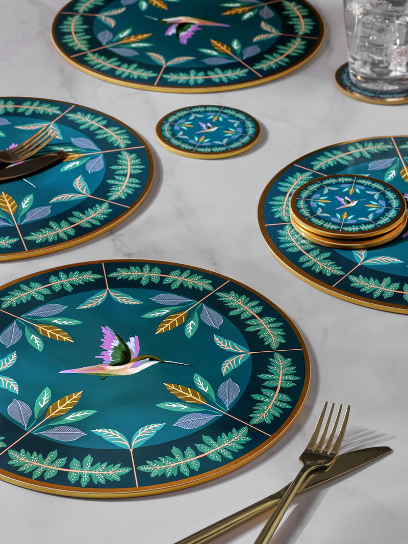 Navy Hummingbird Placemats and Coasters Set of 4 (British brand)