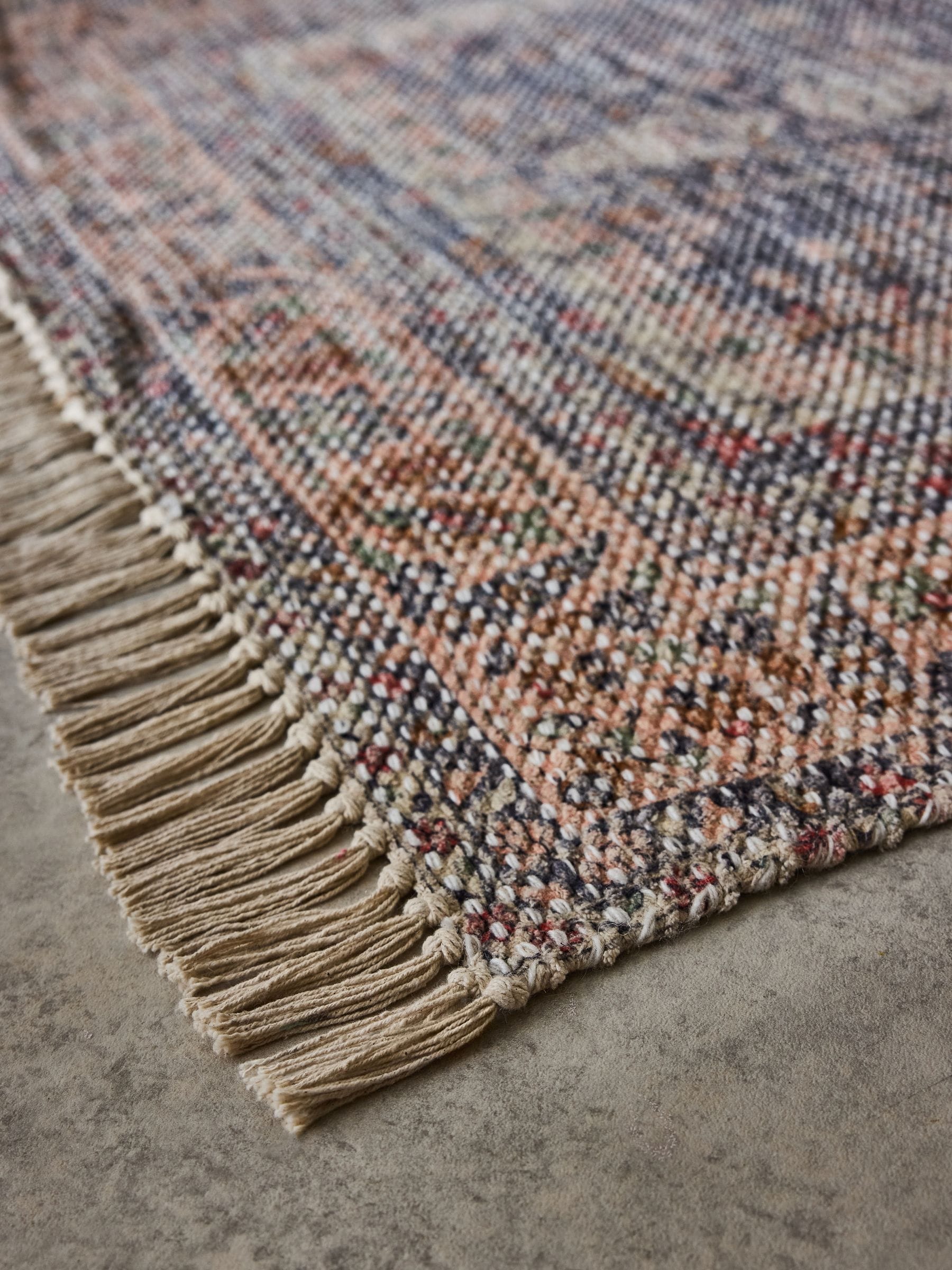 French Connection Alby pink chenille rug, imported from the UK
