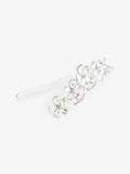Silver tone bridal sparkle flower barrette hair clip (British brand)