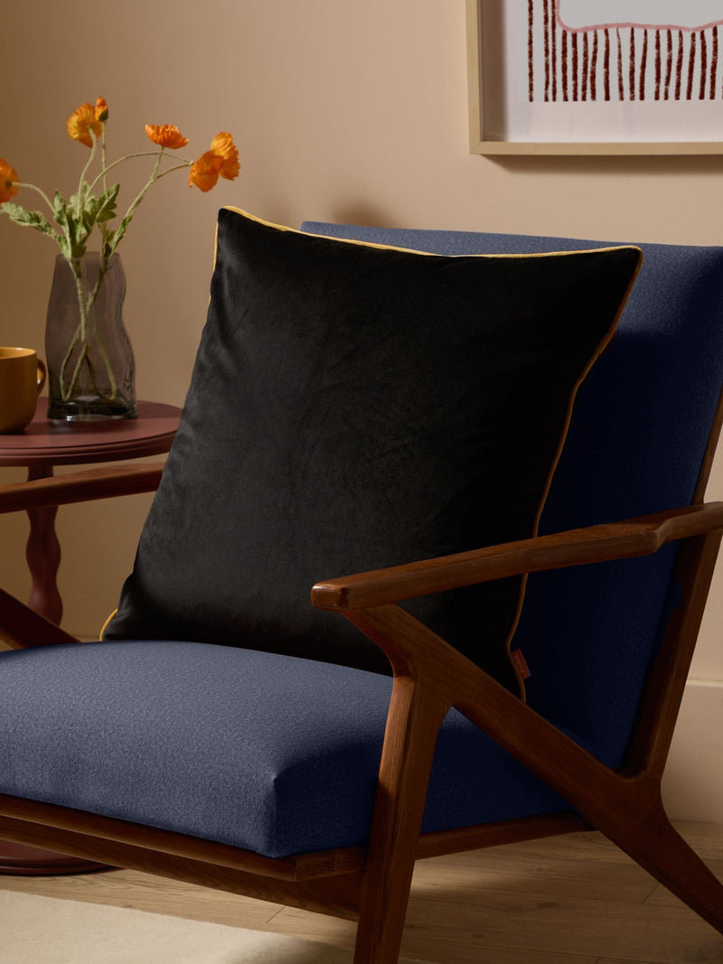 Furn Black/Gold Meridian Velvet 55 x 55cm Cushion Cover
