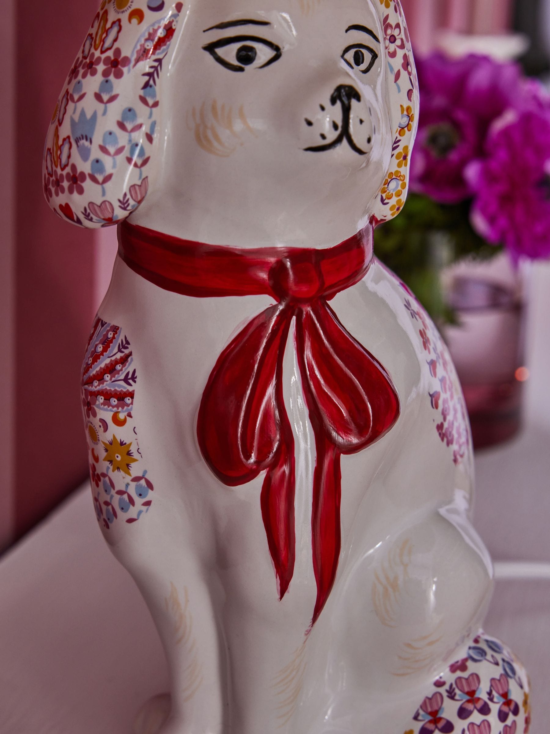 Cath Kidston dog-shaped floral ditsy print table lamp 41cm (British brand)