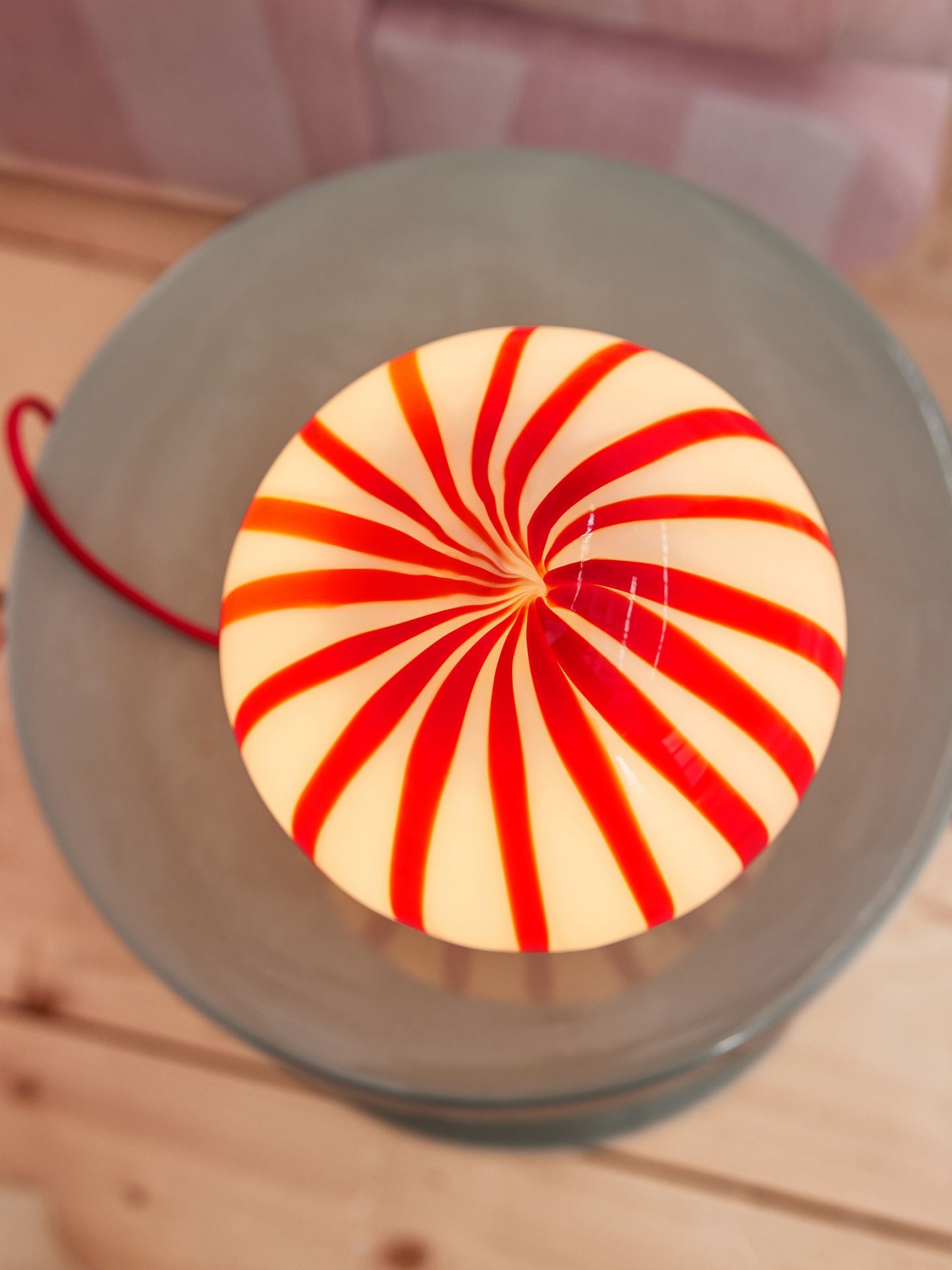 Cath Kidston red/white glass marble table lamp 22cm - British product