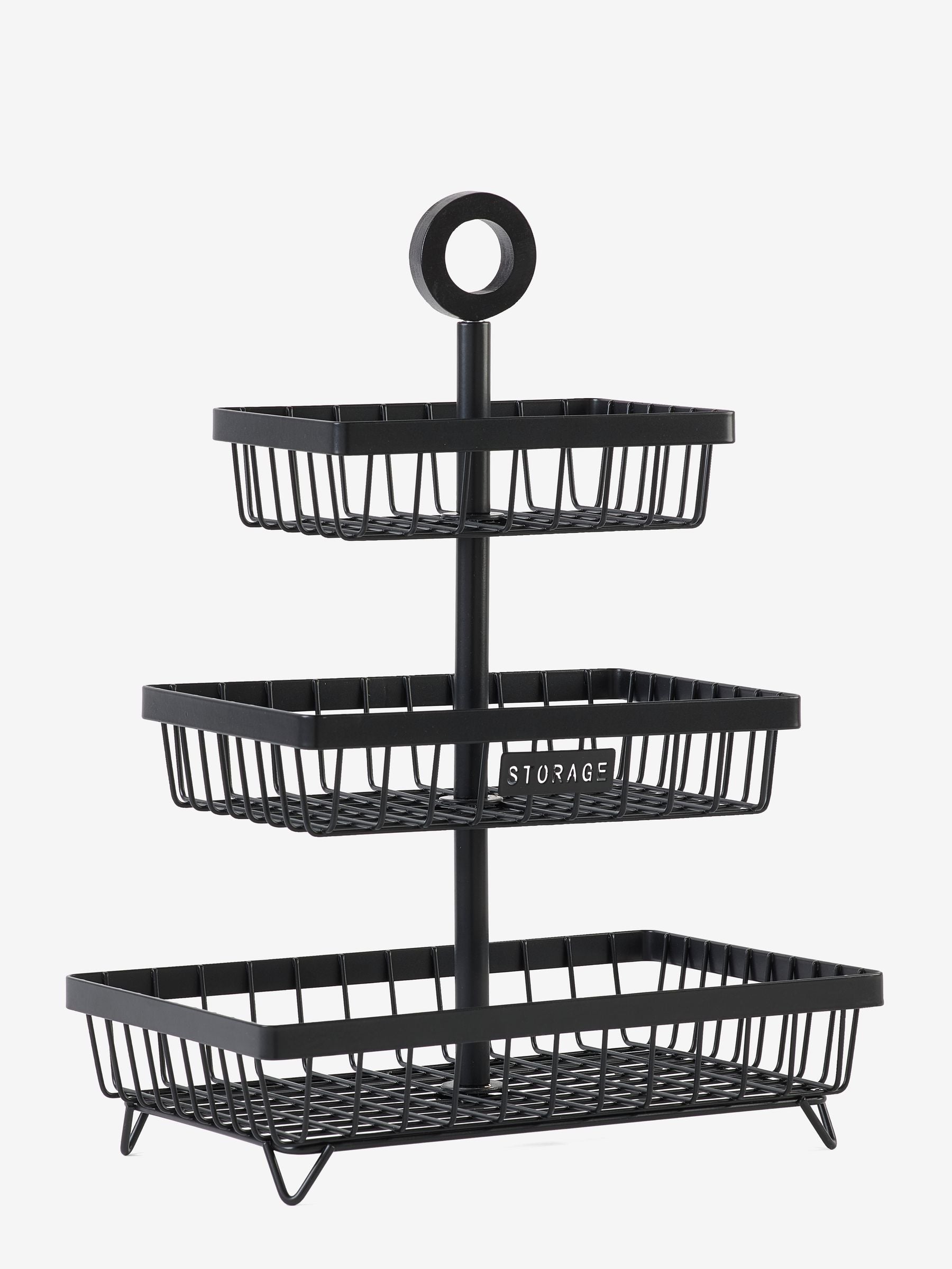 Bronx black 3 tier fruit basket - British product
