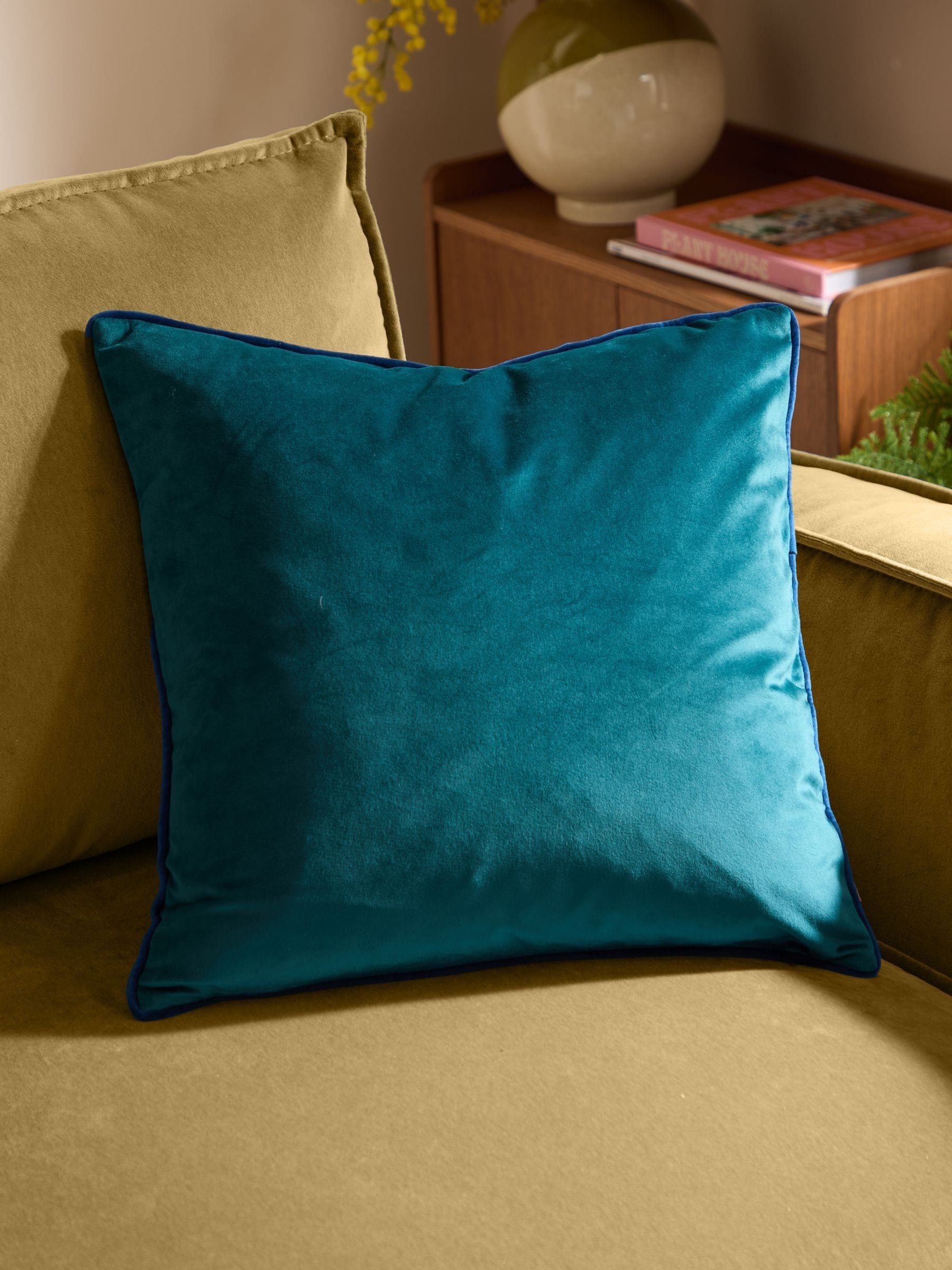 Furn Teal/Navy Meridian Velvet 45 x 45cm Cushion Cover