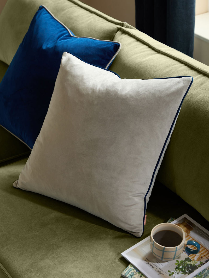 Furn Silver/Navy Meridian Velvet 55 x 55cm Cushion Cover