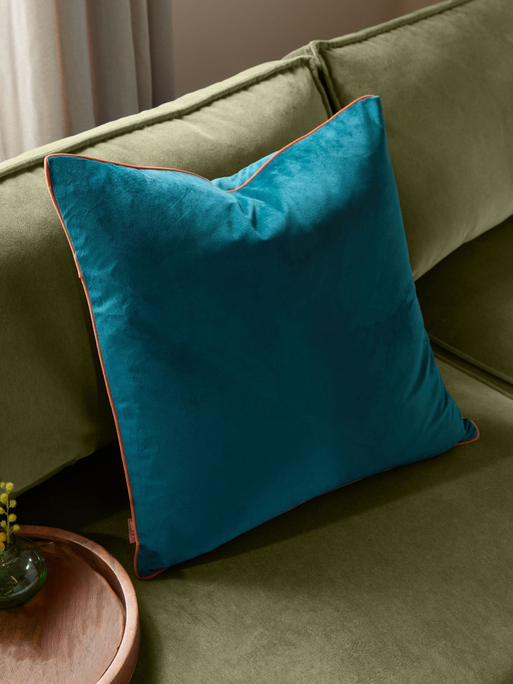 Furn Teal/Tiger Meridian Velvet 45 x 45cm Cushion Cover