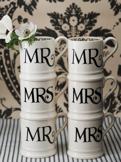 مجموعة أكواب Emma Bridgewater Cream Black Toast Mr & Mrs من قطعتين في صندوق