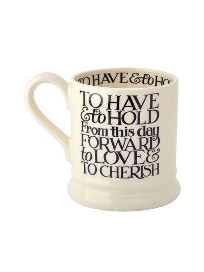 مجموعة أكواب Emma Bridgewater Cream Black Toast Mr & Mrs من قطعتين في صندوق