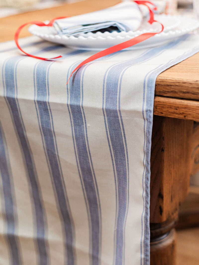 Avalon Home mid blue stripe table runner 32x230cm - British product