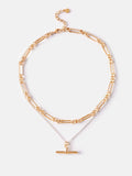 Mint Velvet gold mixed metal layered necklace, UK version
