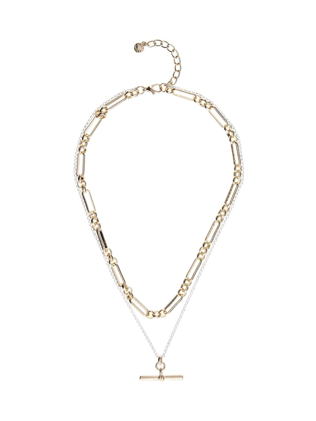 Mint Velvet gold mixed metal layered necklace, UK version