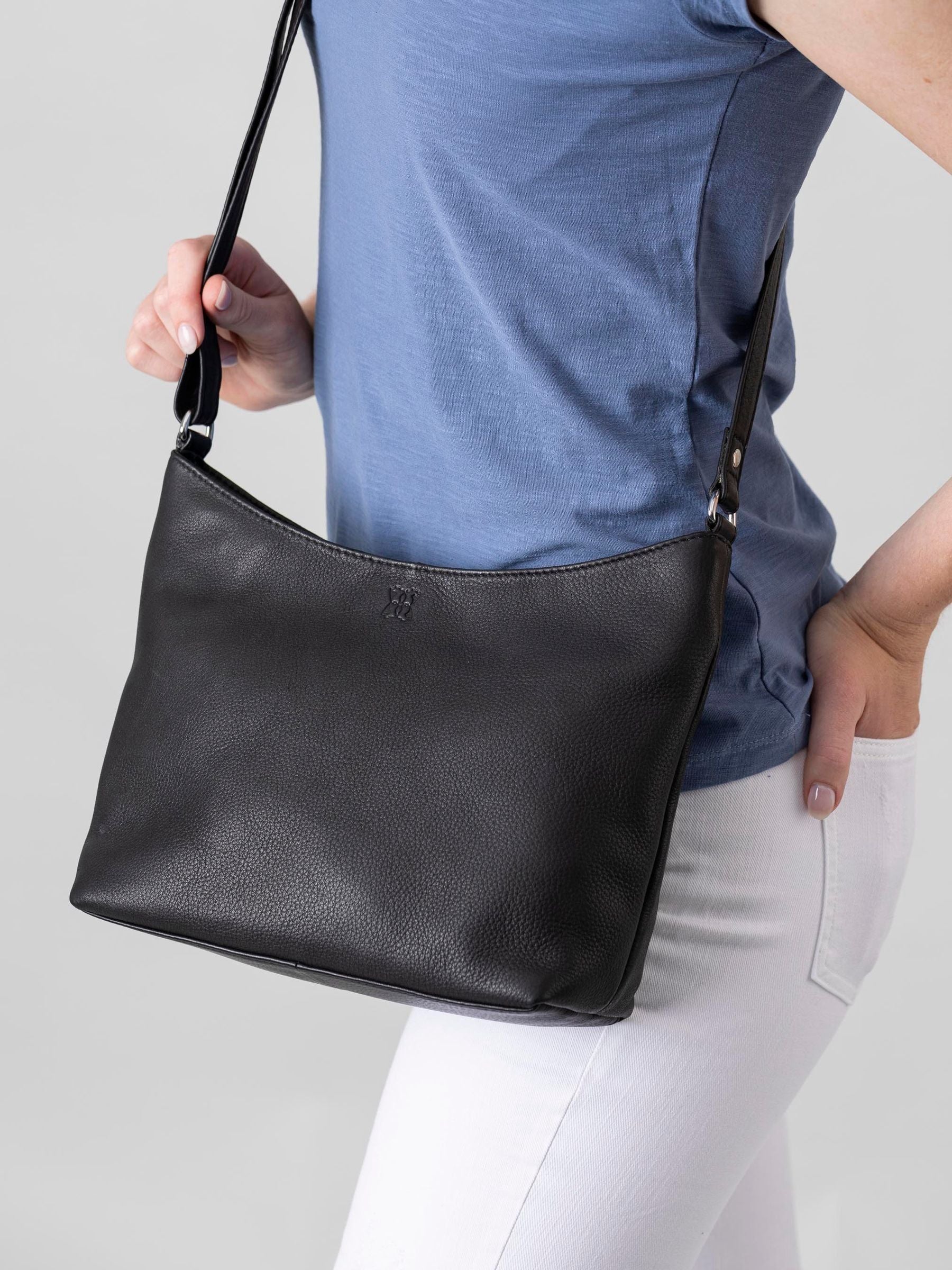 Lakeland Leather Grasmere cross-body bag in black (British brand)