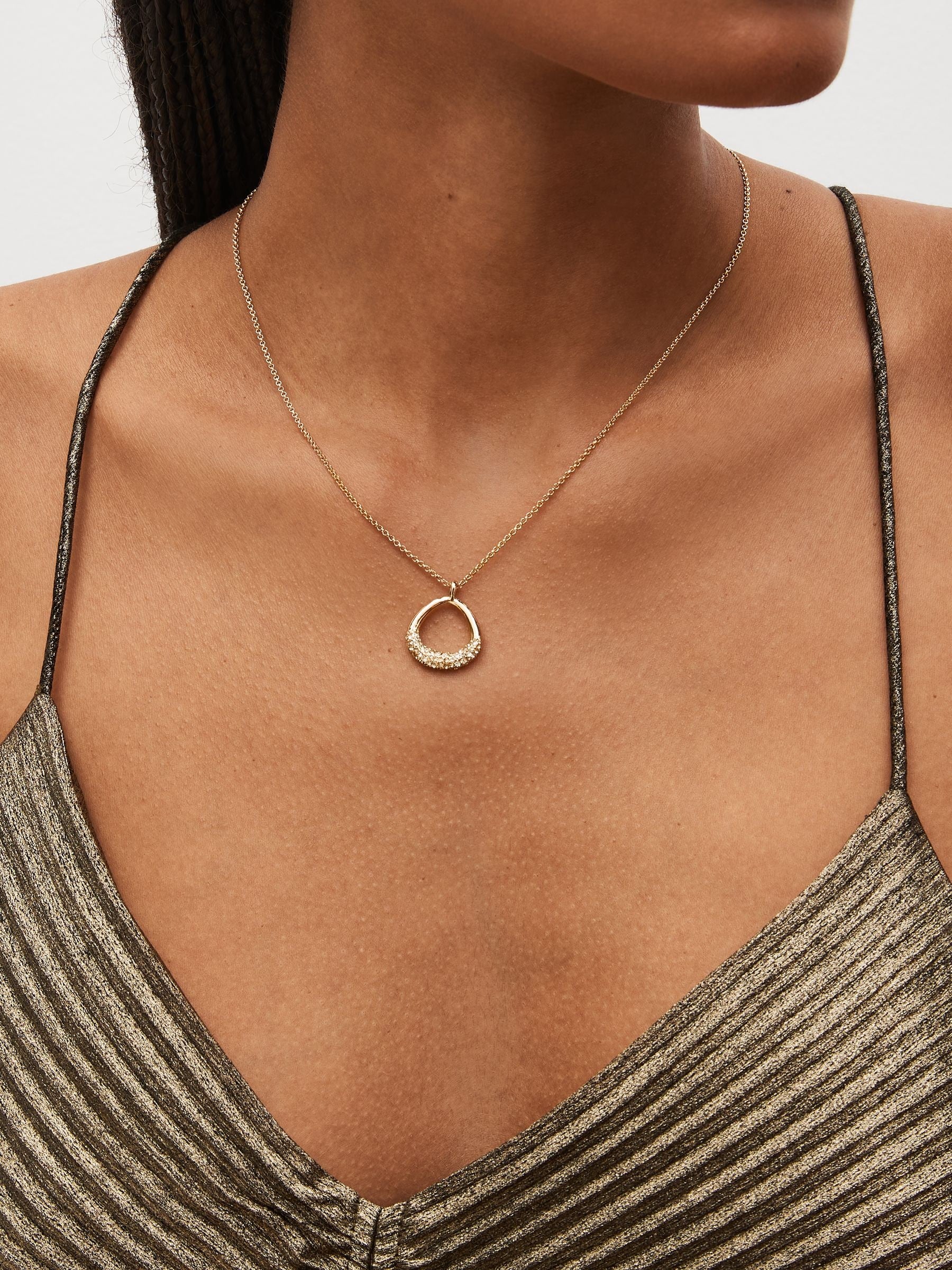 Gold tone open teardrop necklace jewellery, imported from the UK