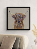 Artko Black Highland Cow by Louise Luton framed wall art 61.5cm x 61.5cm - British product