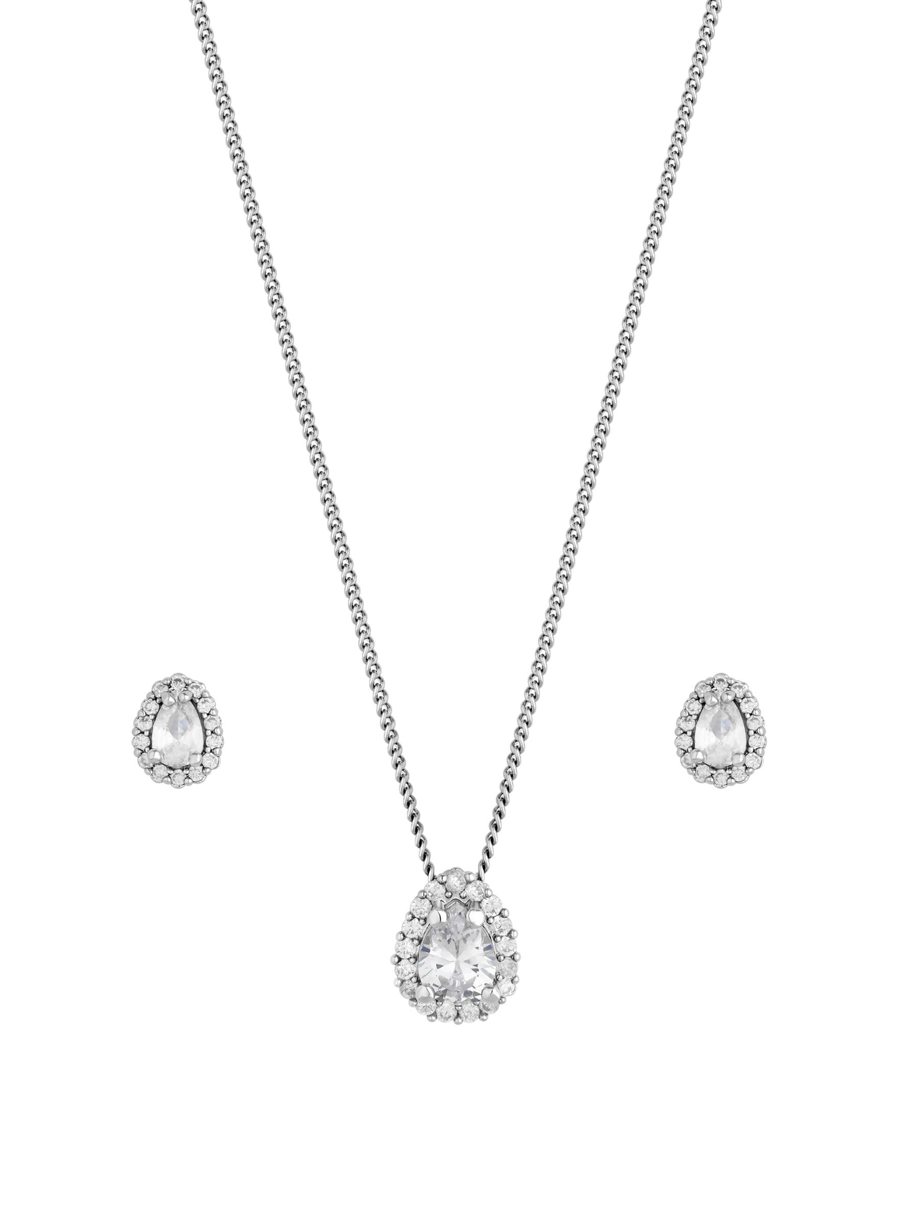 Jon Richard silver cubic zirconia pear stone jewellery set, UK version
