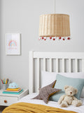 glow natural rattan pom pom ceiling light shade (British brand)