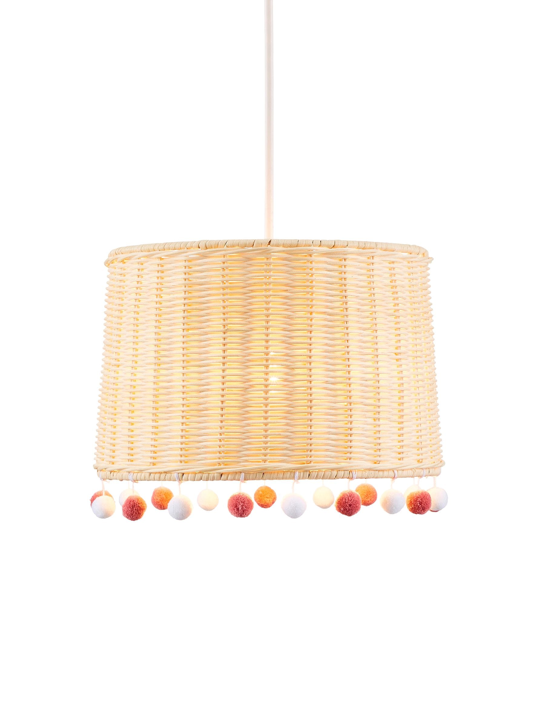 glow natural rattan pom pom ceiling light shade (British brand)