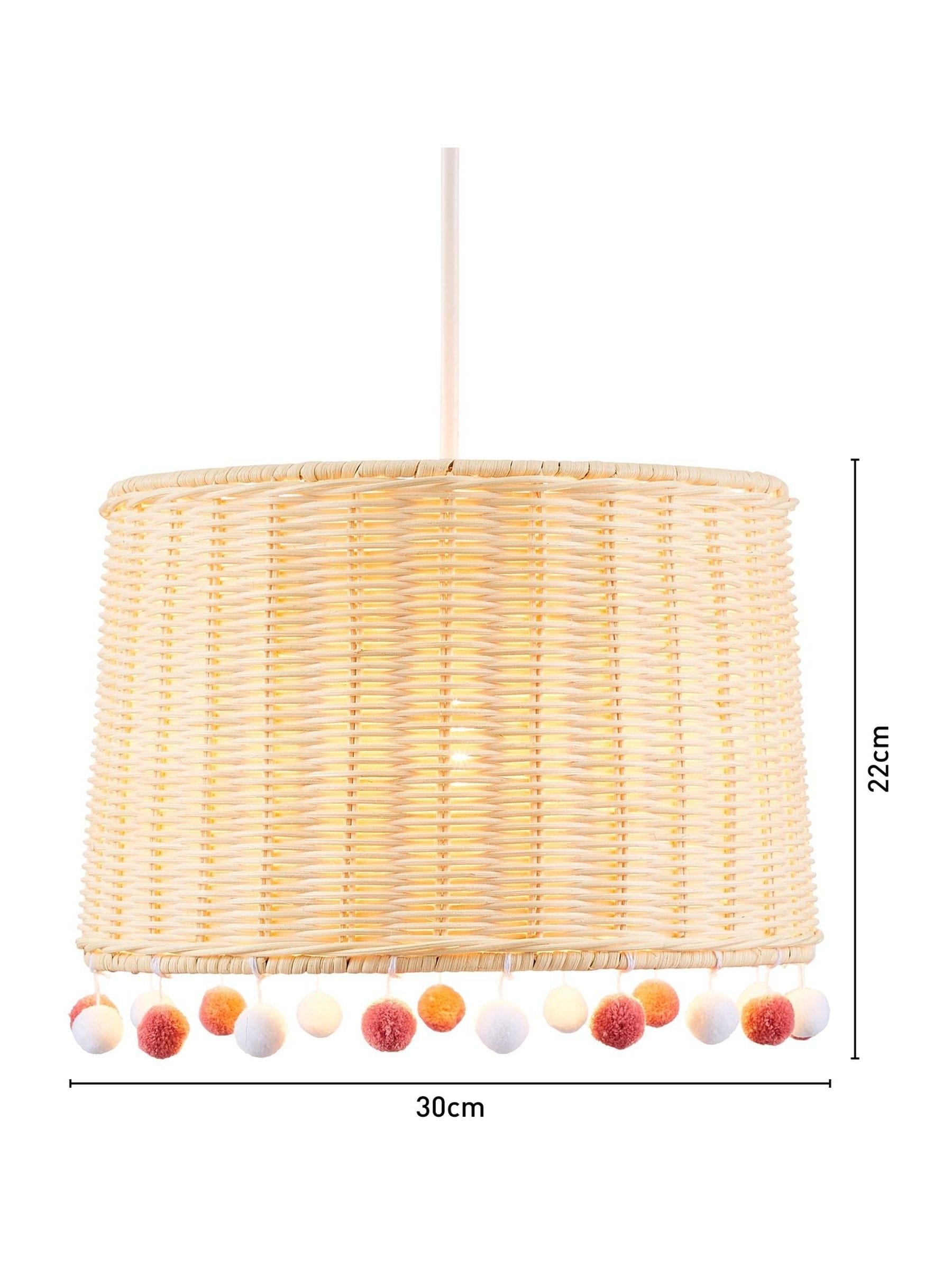 glow natural rattan pom pom ceiling light shade (British brand)