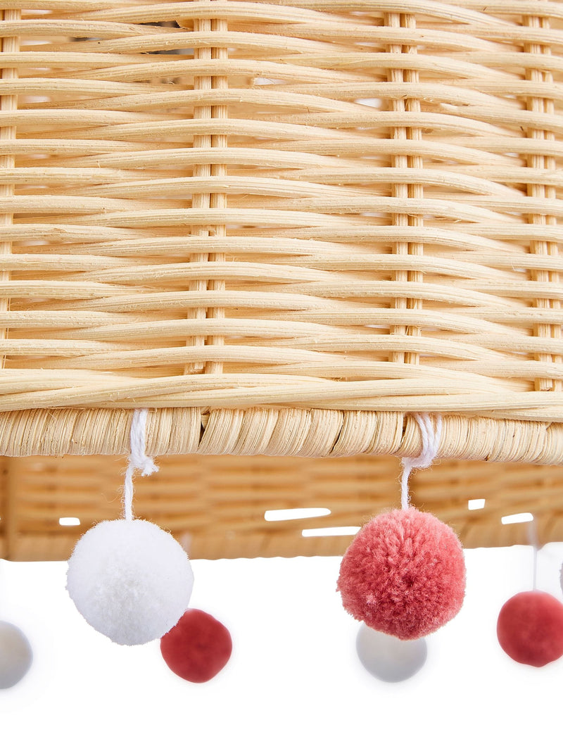 glow natural rattan pom pom ceiling light shade (British brand)
