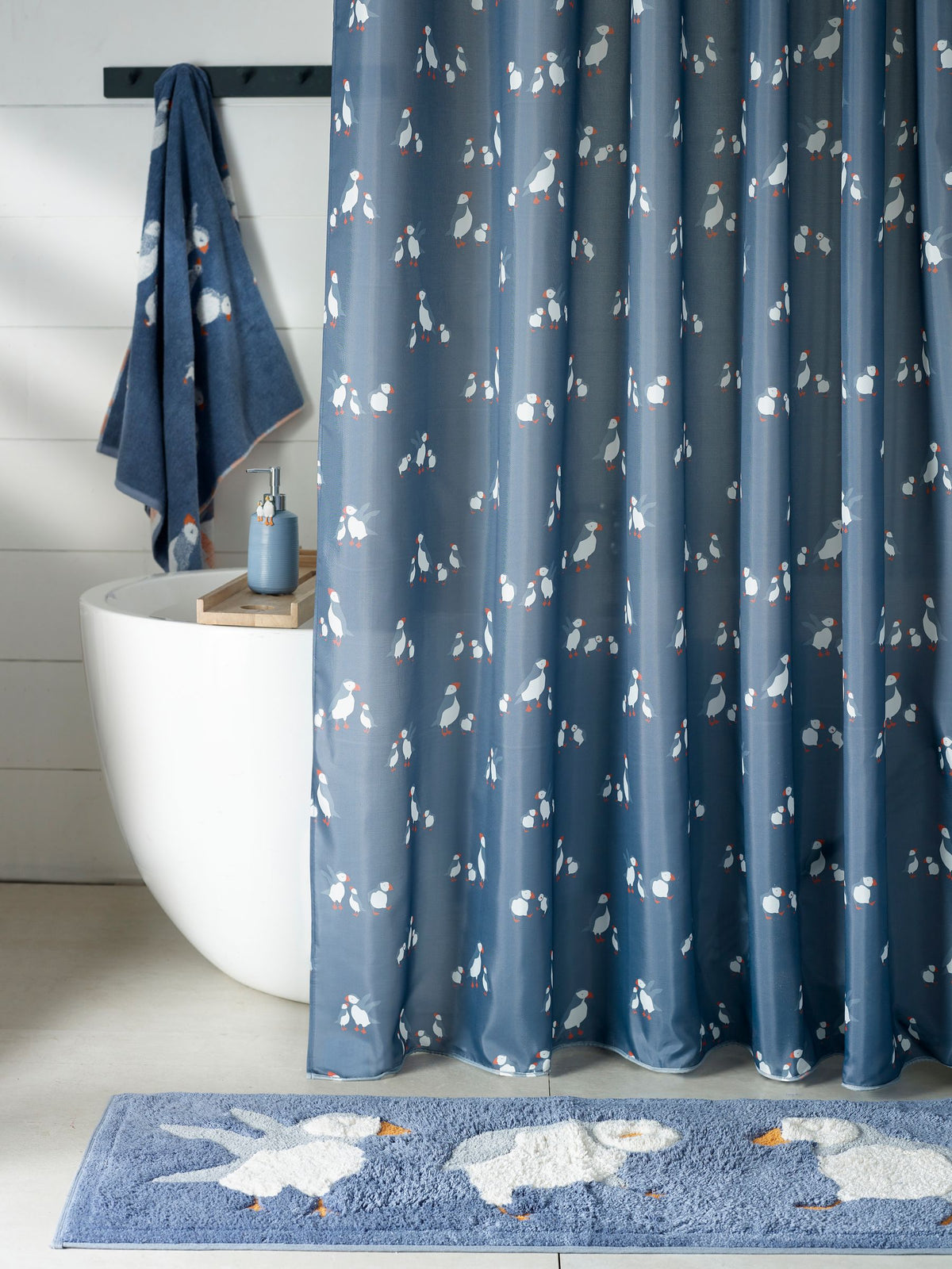 Blue Puffin Shower Curtain