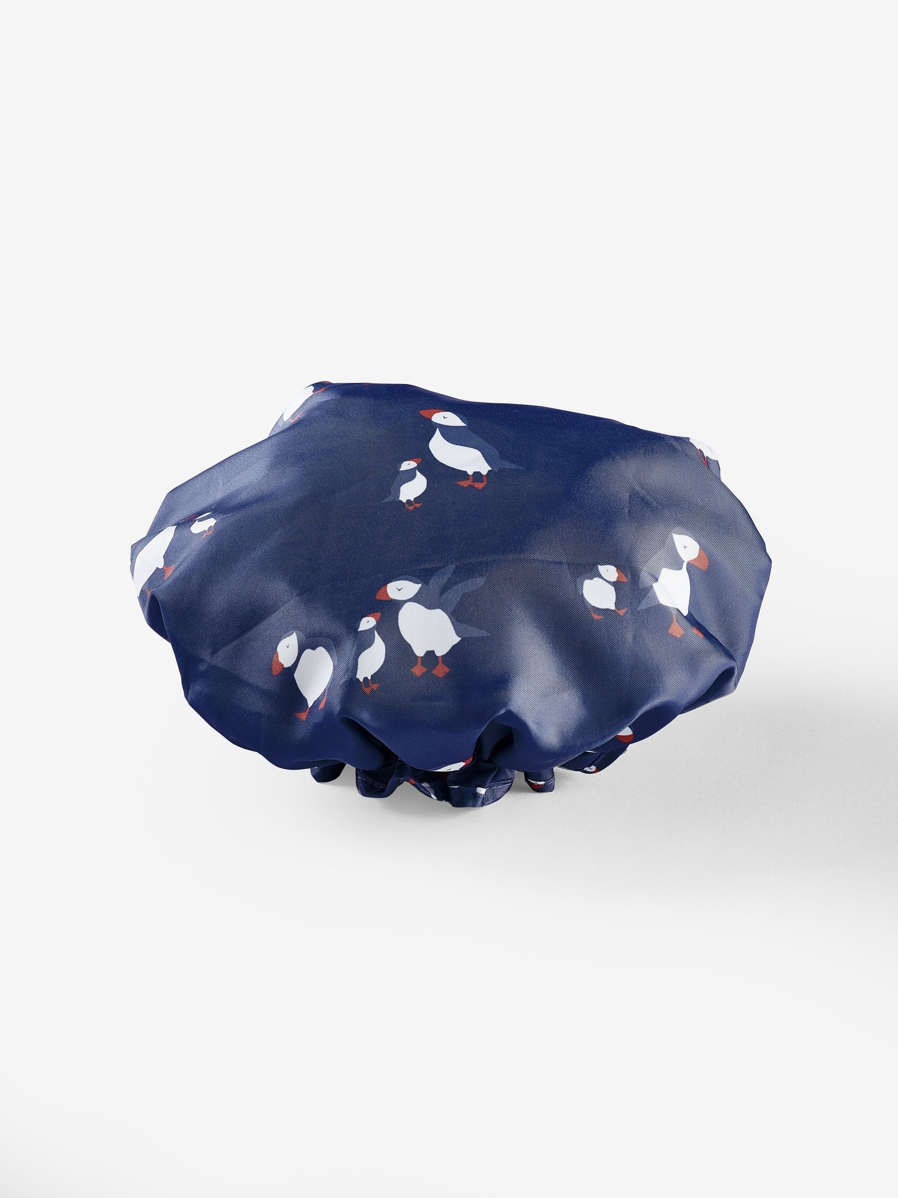 Blue puffin shower cap 30cm x 30cm - British product