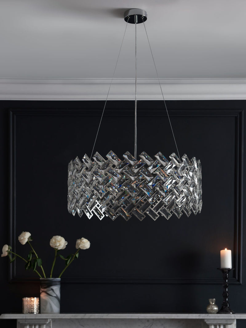 Wentworth chandelier 6 light polished chrome glass crystals (British brand)