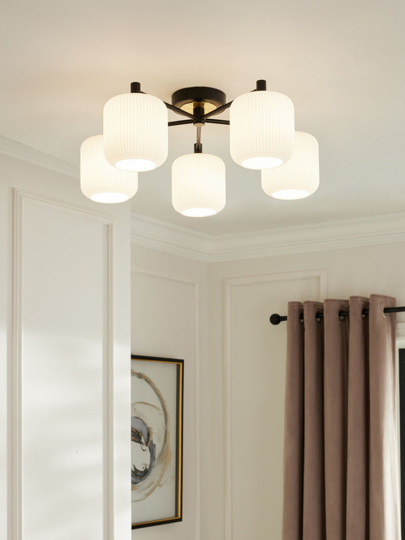 Black Ryker 5 Light Flush Ceiling Light Fitting