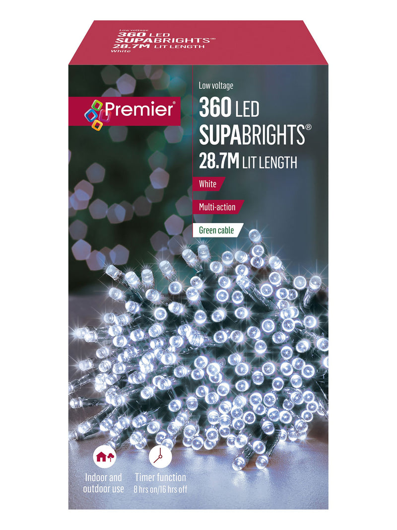 Premier Decorations 360 LED Christmas lights with timer (British brand)