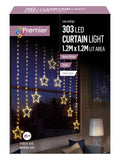 Premier Decorations warm white LED star curtain lights 1.2m (British brand)