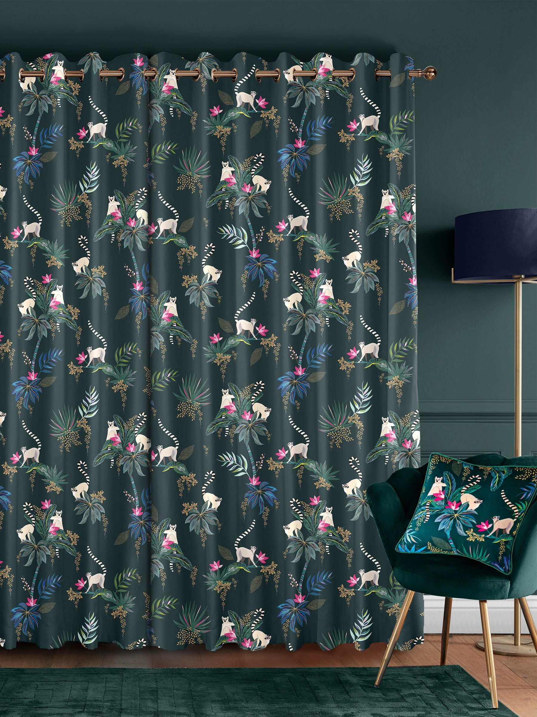 Sara Miller Green Lemur made to measure curtains - British product