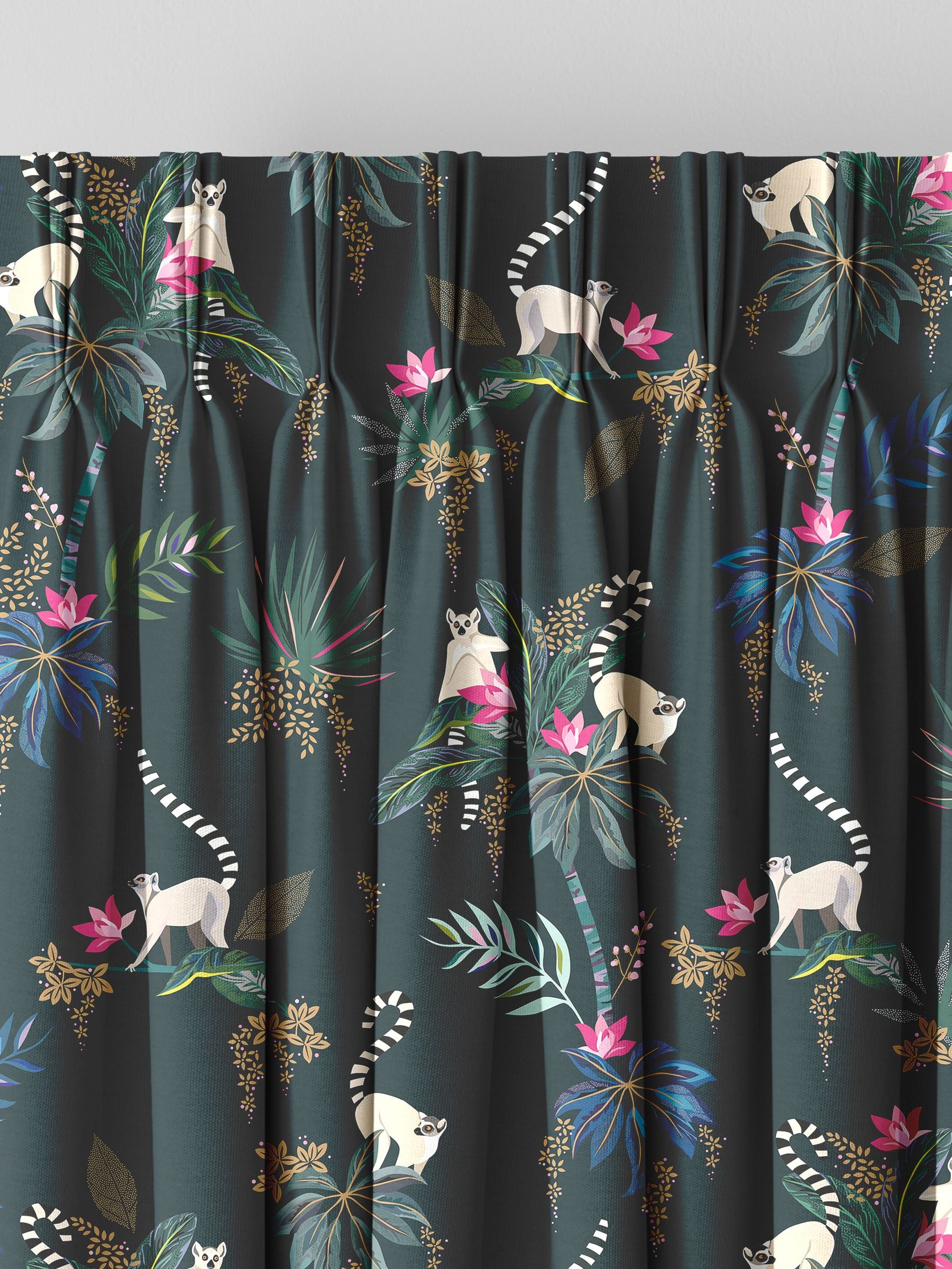 Sara Miller Green Lemur made to measure curtains - British product