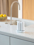 White Dual Soap Dispenser Set with Metal Tray
