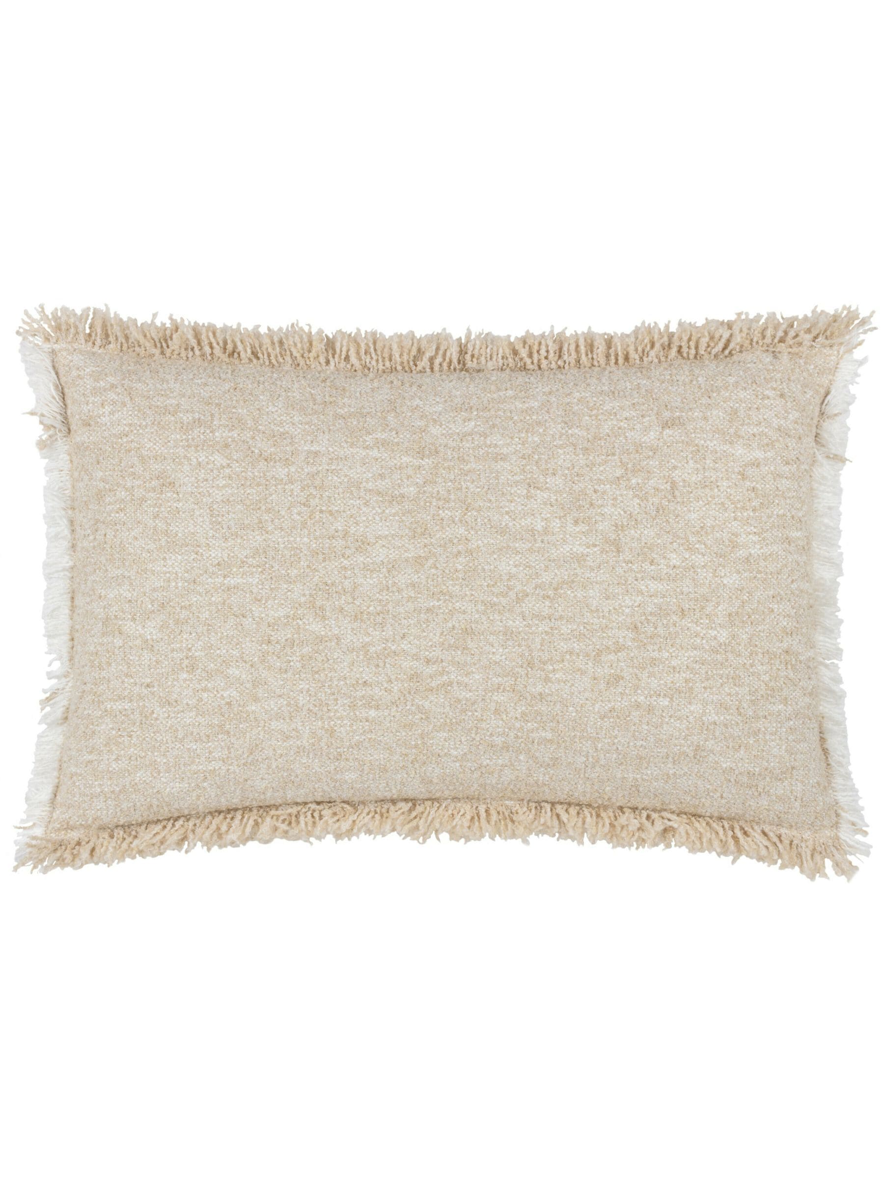 Yard Doze natural beige woven fringed cushion with polyester fill - British product