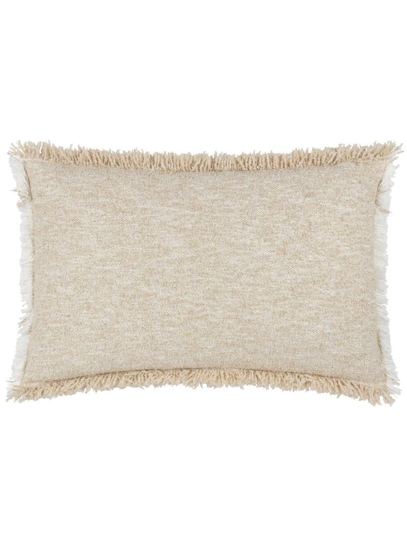 Yard Doze natural beige woven fringed cushion with polyester fill - British product