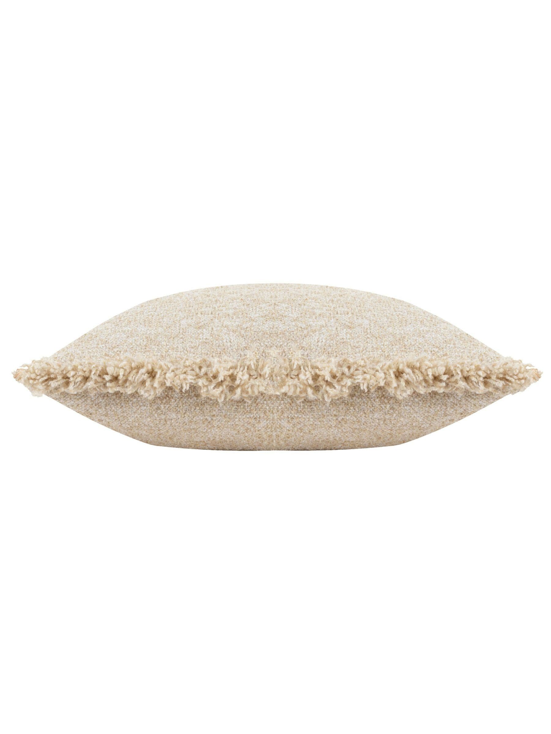 Yard Doze natural beige woven fringed cushion with polyester fill - British product