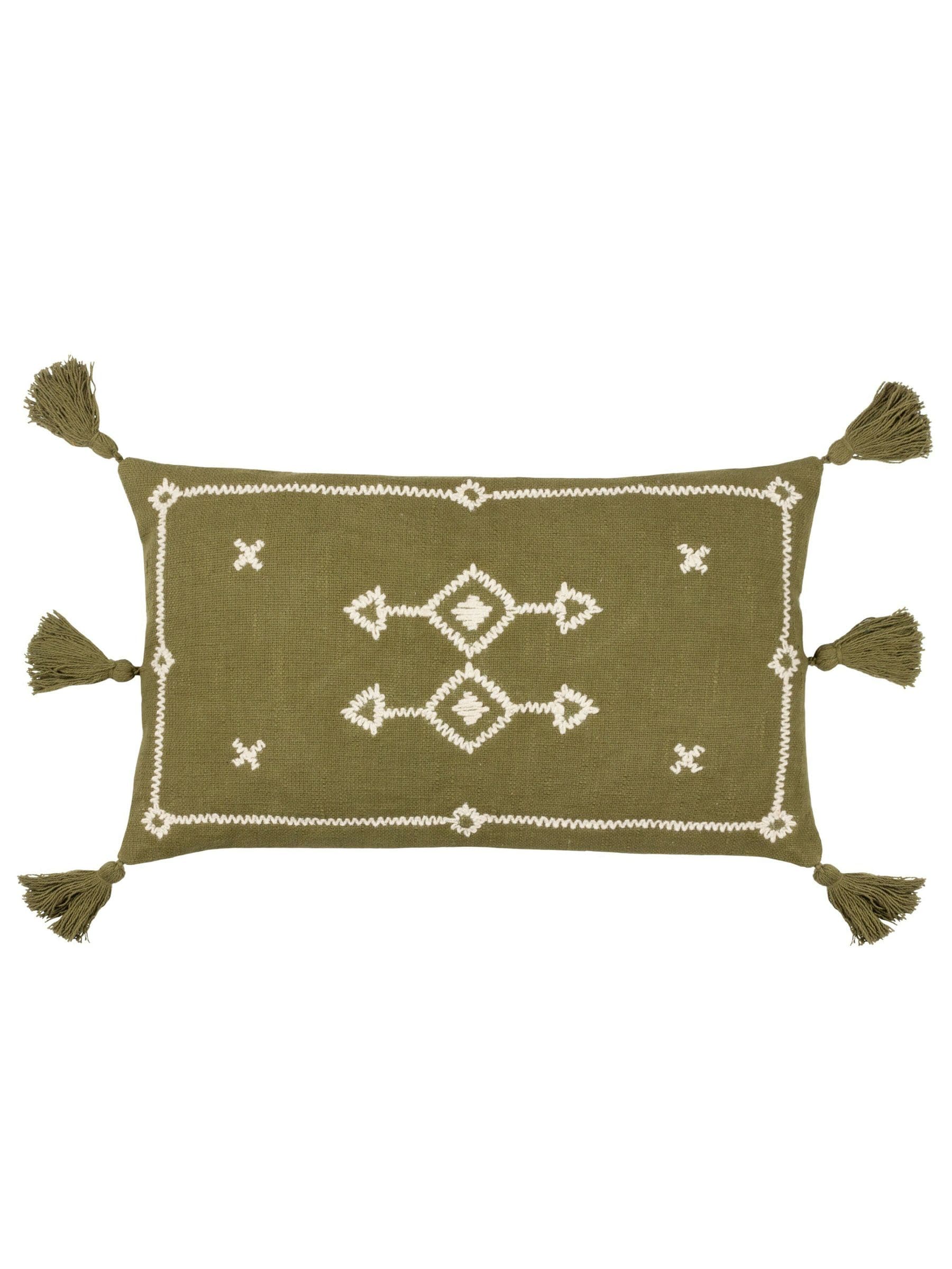 Yard Folis embroidered cushion khaki green 50x30cm (British brand)