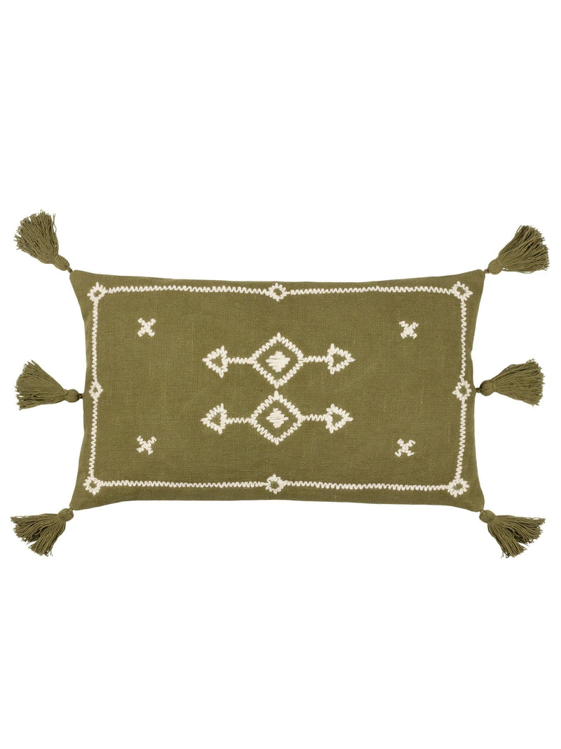 Yard Folis embroidered cushion khaki green 50x30cm (British brand)