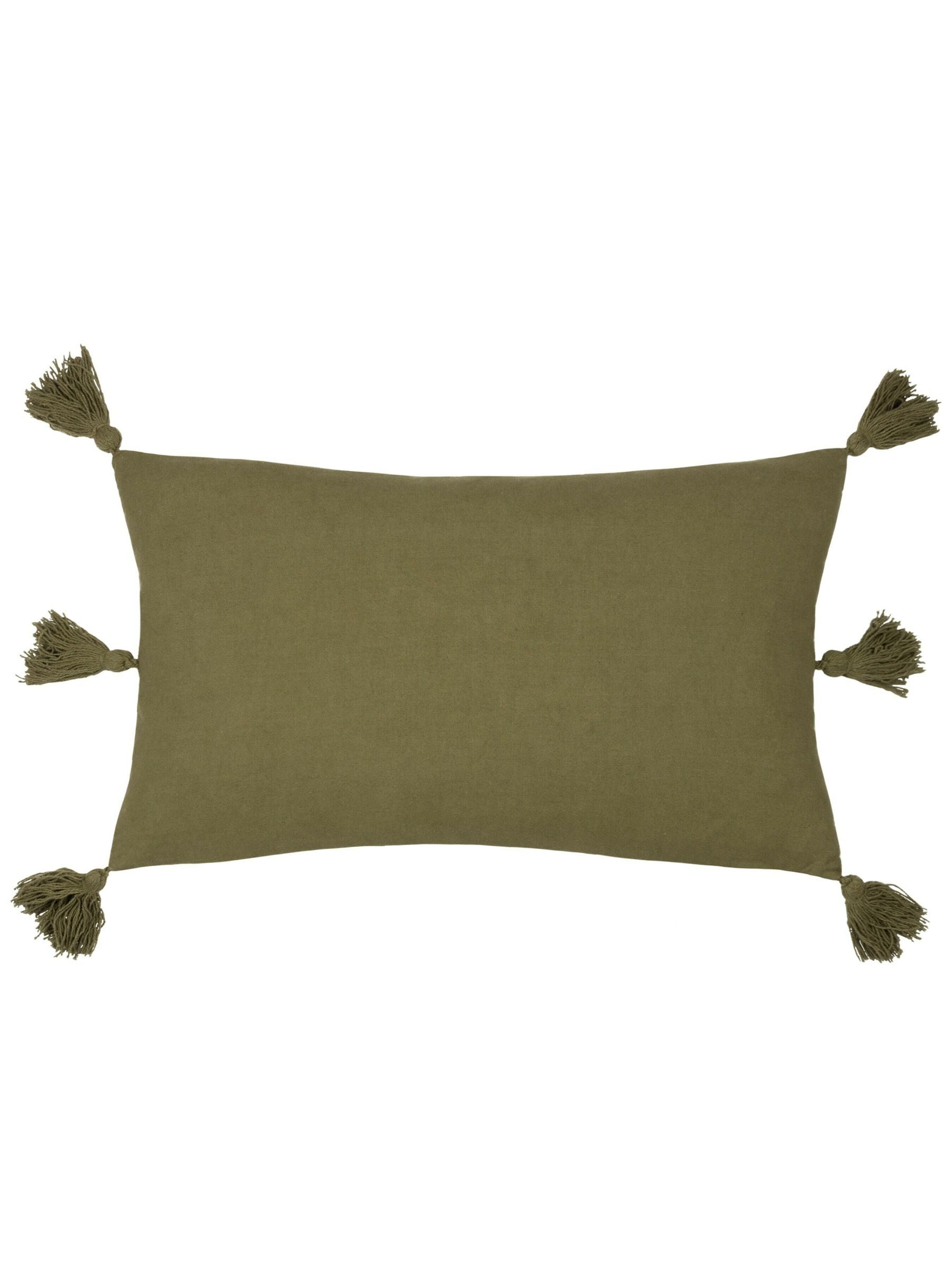 Yard Folis embroidered cushion khaki green 50x30cm (British brand)