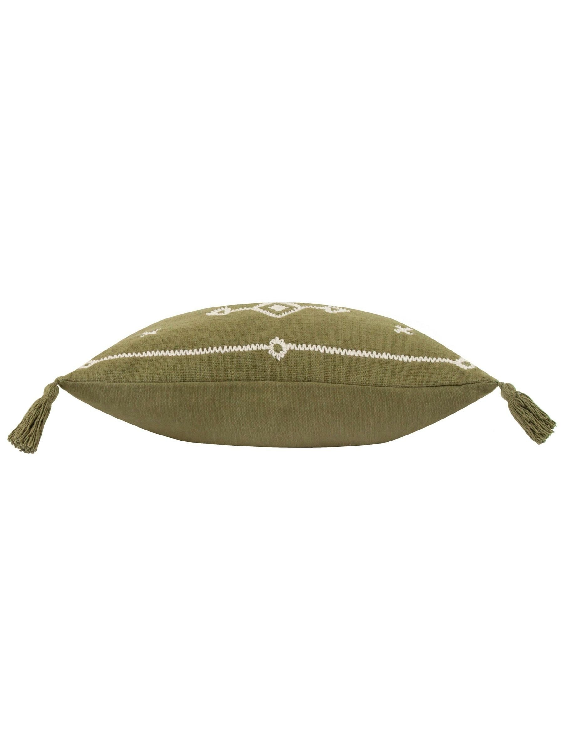 Yard Folis embroidered cushion khaki green 50x30cm (British brand)